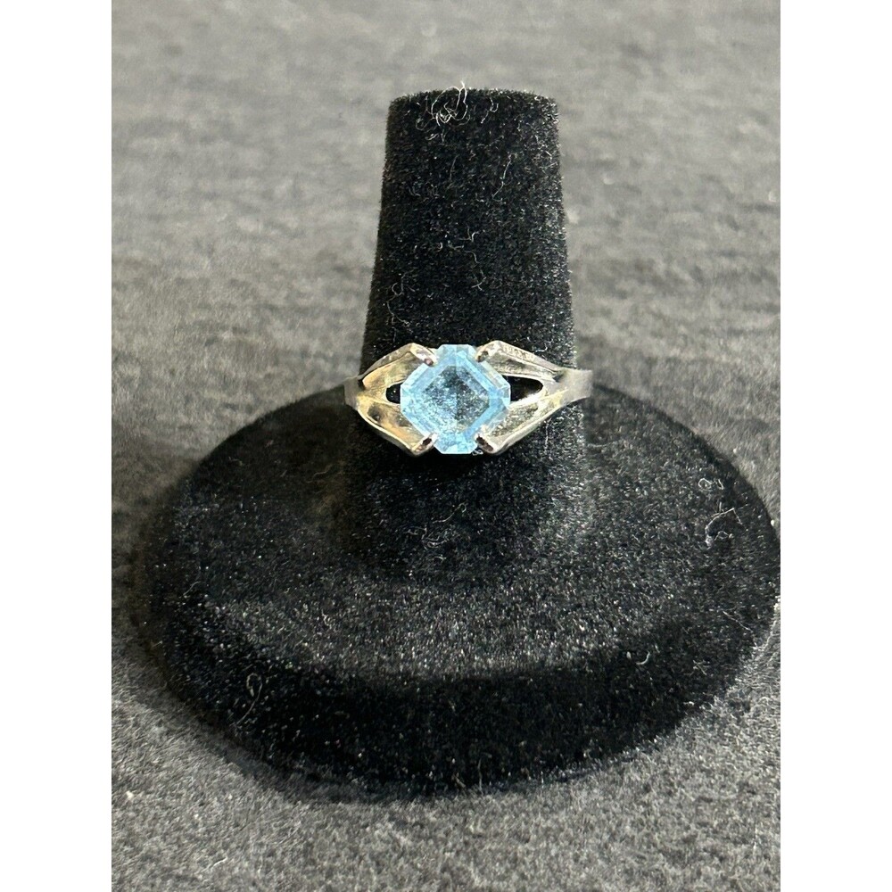 Vintage 70's Park Lane Signed March Birthstone Silver Tone Ring Adj. Size J176
